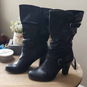 Black 3.5" heeled boots